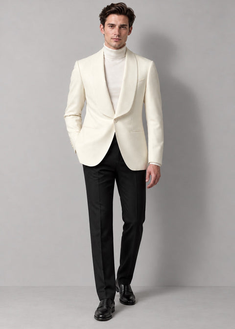 Off White Shawl Lapel Blazer