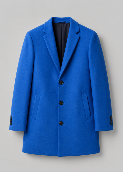 Notch Lapel Blue Overcoat