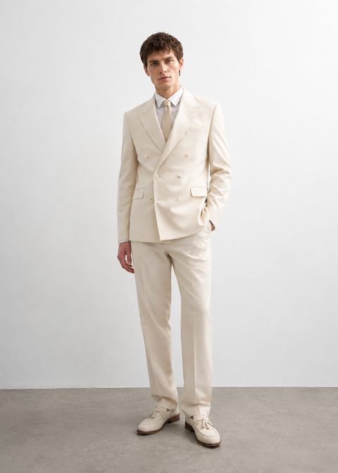Beige Double Breasted Blazer