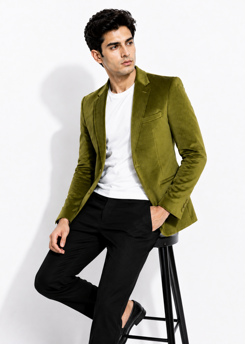 Olive Velvet Blazer