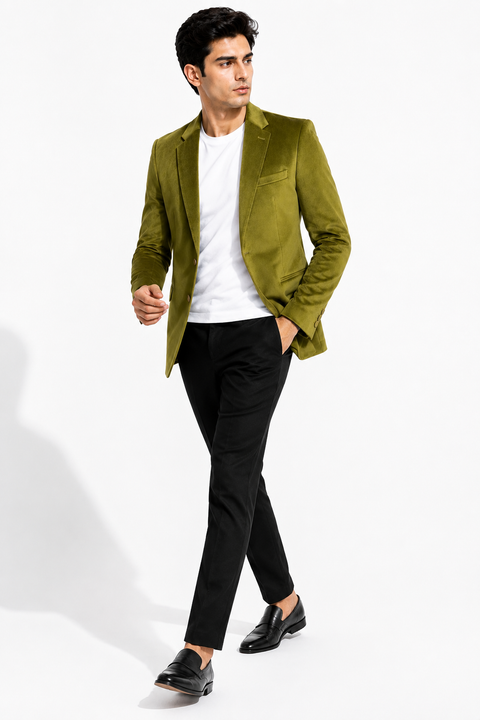 Olive Velvet Blazer