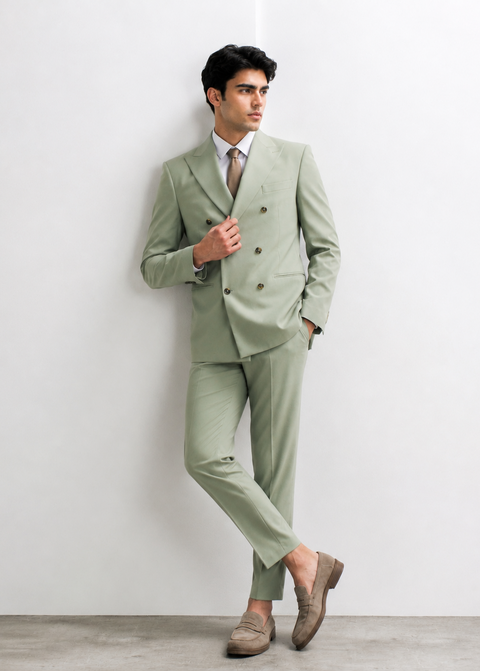 Pastel Green Double Breasted Suit