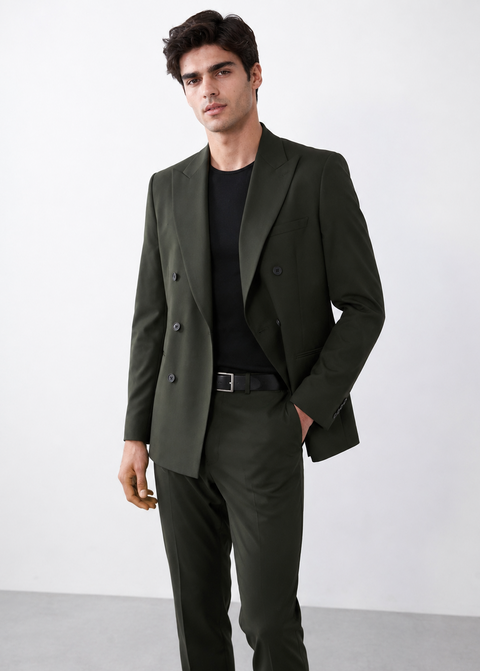 Dark Green Double Breasted Suit
