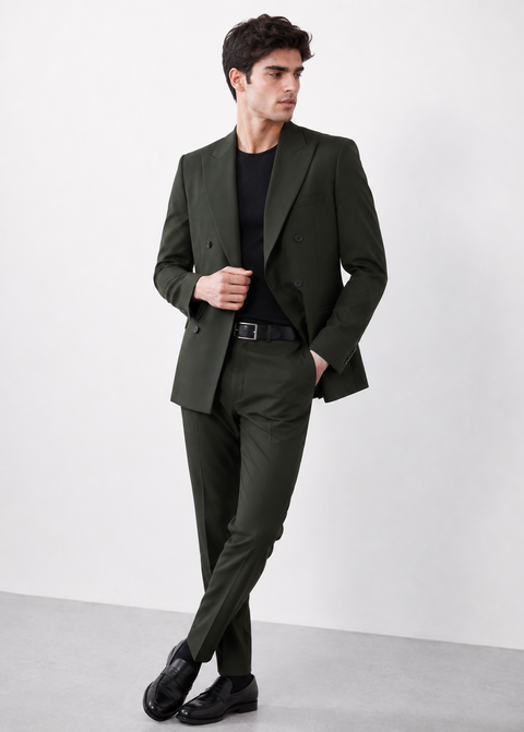 Dark Green Double Breasted Suit