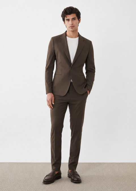 Brown Slim Fit Blazer Suit