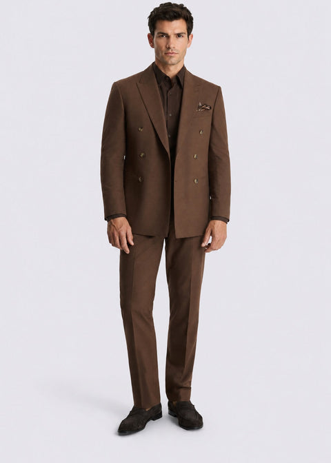 Slim Fit Brown Double Breasted Suit