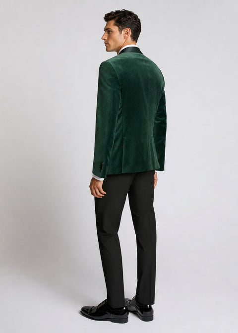 Slim Fit Green Velvet Dinner Jacket