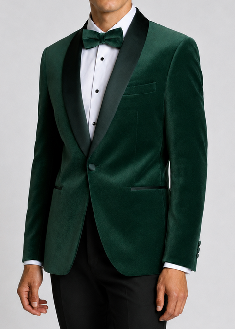 Slim Fit Green Velvet Dinner Jacket