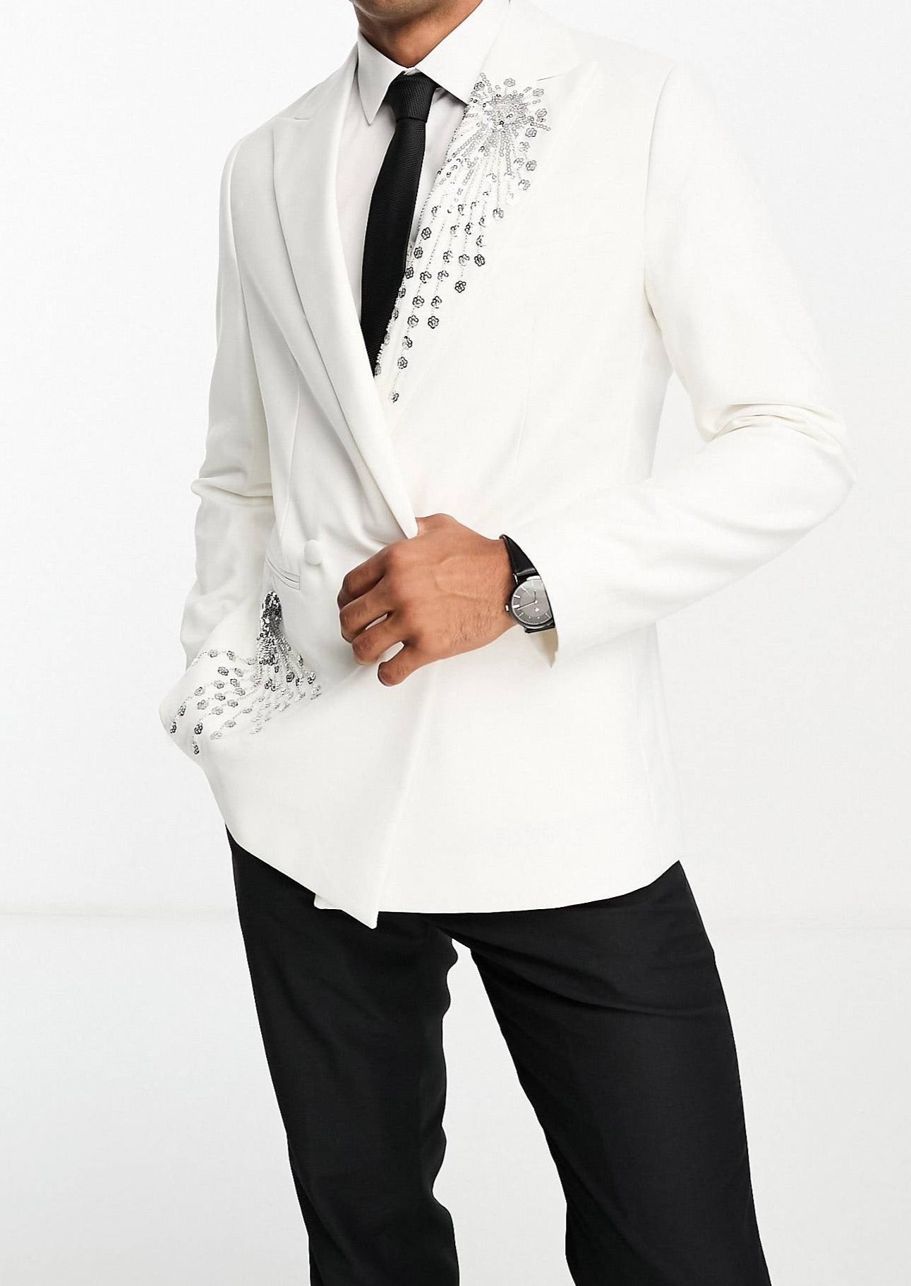 White embroidered sale blazer