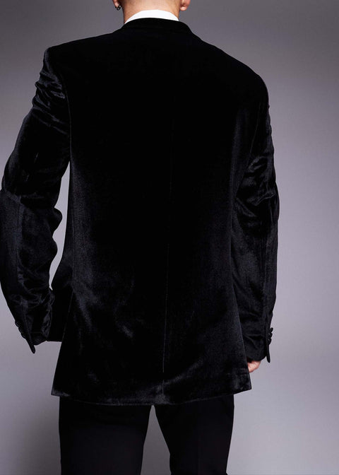Black Velvet Peak Lapel Double Breasted Tuxedo