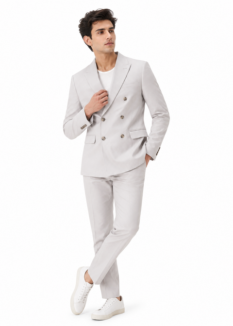 Ice Grey Double Breasted Suit