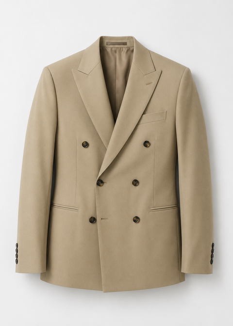 Slim Fit Tan Tailored Double Breasted Suit