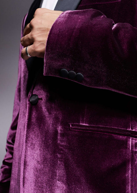 Wedding Purple Velvet Tuxedo Blazer