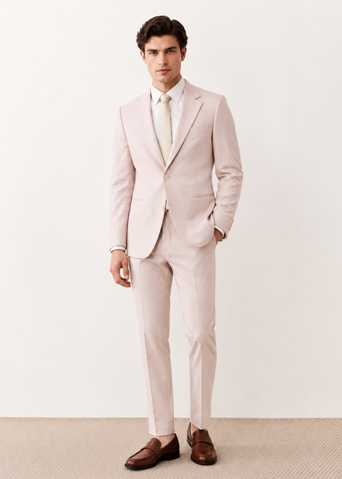 Pink Slim Fit Notch Lapel Suit