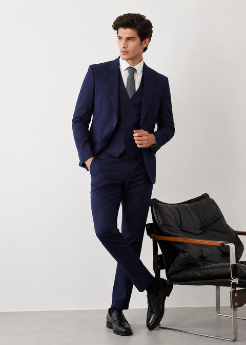 Blue Slim Fit Notch Lapel Suit