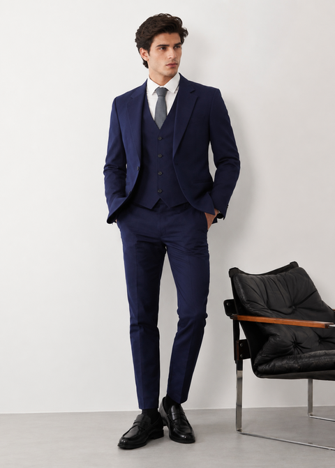 Blue Slim Fit Notch Lapel Suit