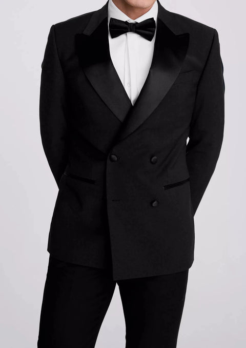 Slim Fit Black Double Breasted Tuxedo Dress Jacket / Suit