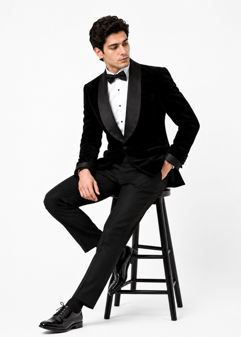 Black Shawl Lapel Velvet Tuxedo