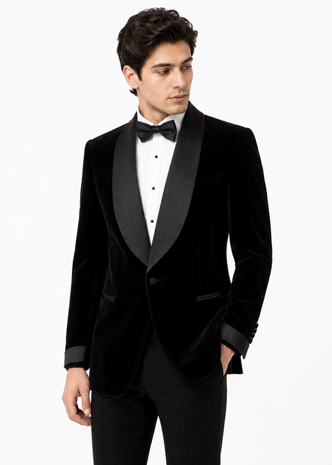 Black Shawl Lapel Velvet Tuxedo