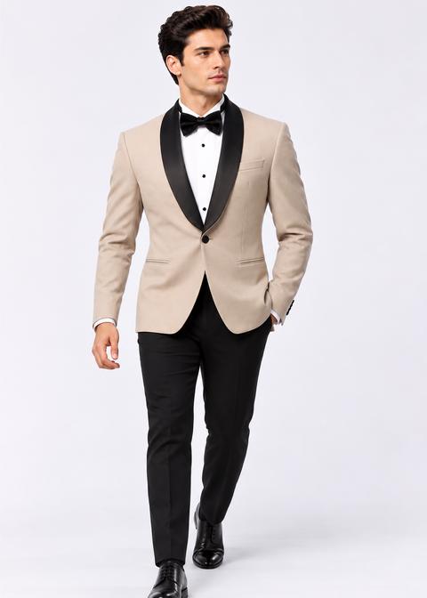 Slim Fit Beige Tuxedo Suit