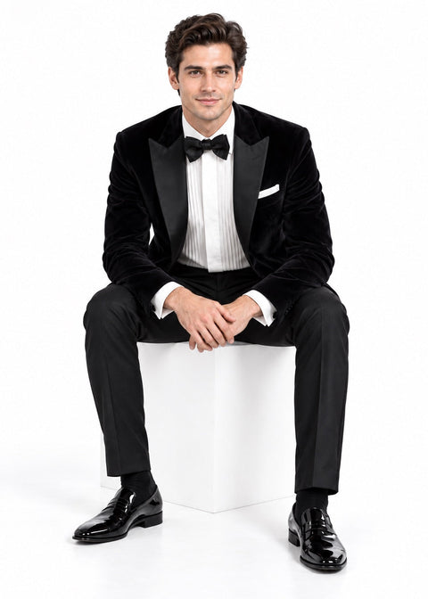 Slim Fit Black Velvet Tuxedo Jacket