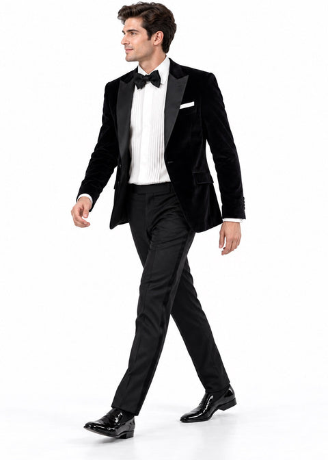 Slim Fit Black Velvet Tuxedo Jacket