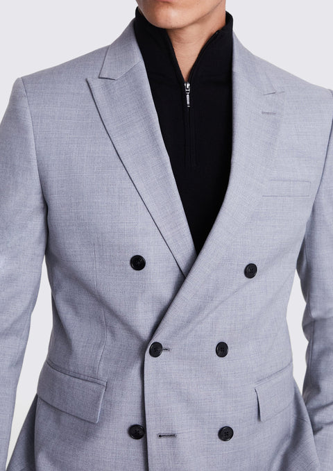 Tailored Fit Grey Double Breasted Suit / Jacket
