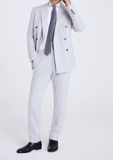 Tailored Fit Light Grey Double Breasted Suit