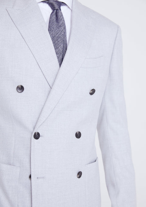 Tailored Fit Light Grey Double Breasted Suit