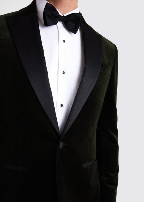 Olive Tailored Fit Tuxedo Blazer