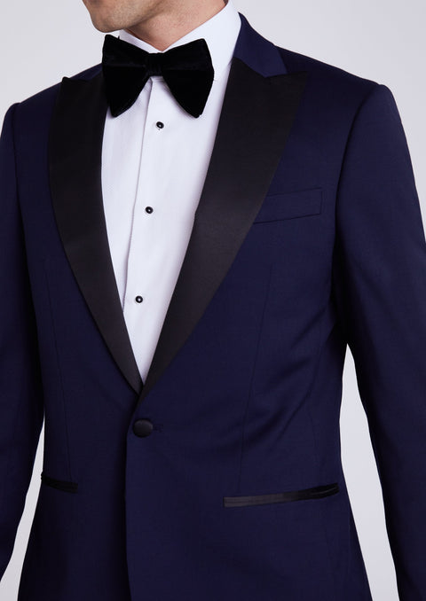 Peak Lapel Tailored Fit Navy Tuxedo Blazer Suit