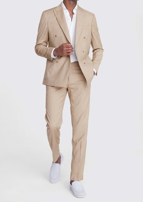 Double Breasted Slim Fit Blonde Camel Suit