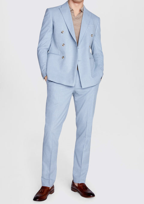 Slim Fit Aqua Double Breasted Suit