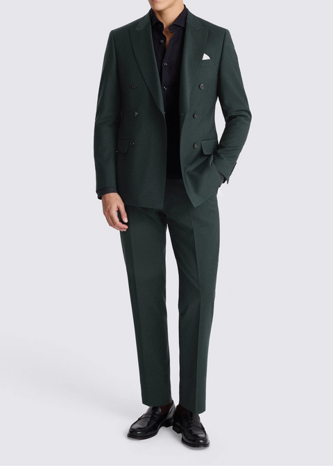 Slim Fit Green Double Breasted Suit