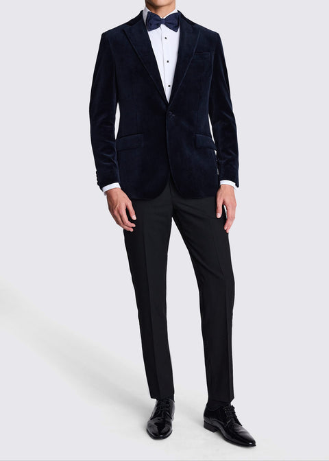 Slim Fit Navy Velvet Jacket