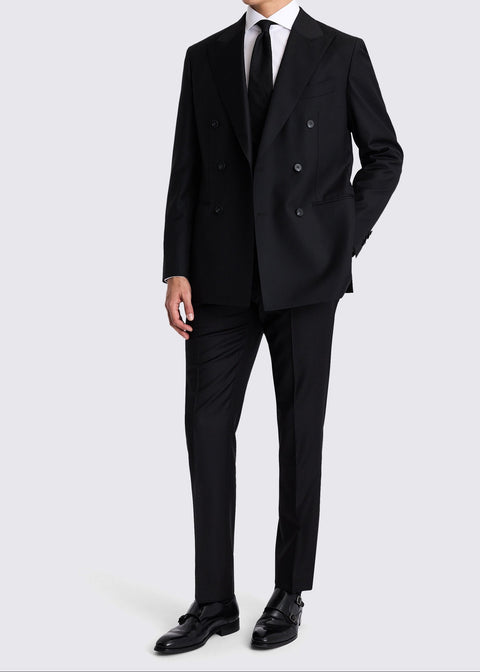 Black Slim Fit Double Breasted Blazer Suit