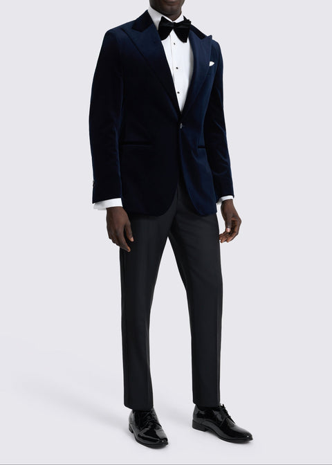 Slim Fit Ink Blue Velvet Blazer