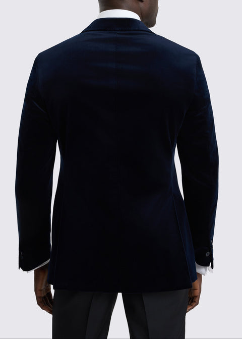 Slim Fit Ink Blue Velvet Blazer