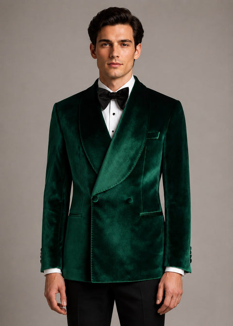 Slim Fit Emerald Green Double Breasted Tuxedo Blazer Suit