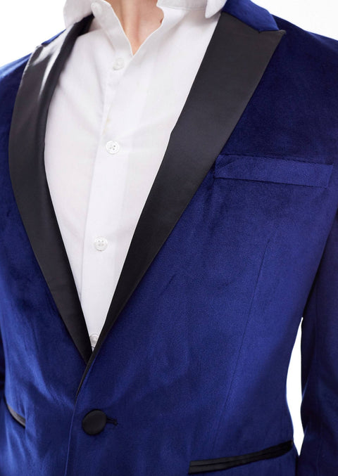Slim Fit Royal Blue Velvet Tuxedo Blazer Tumuh