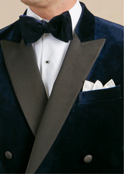Double Breasted Navy Velvet Tuxedo
