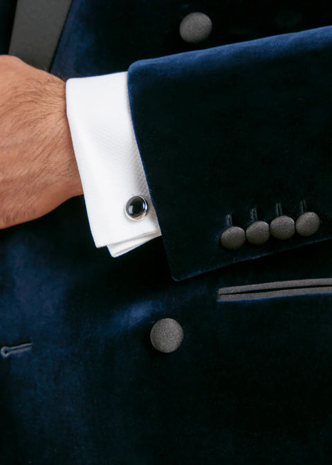 Double Breasted Navy Velvet Tuxedo
