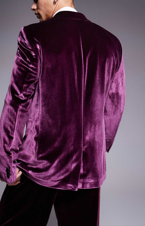 Wedding Purple Velvet Tuxedo Blazer