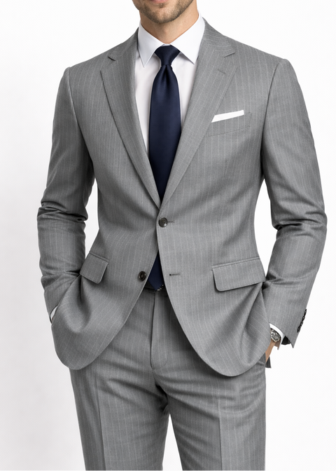 Slim Fit Grey Striped Blazer Suit