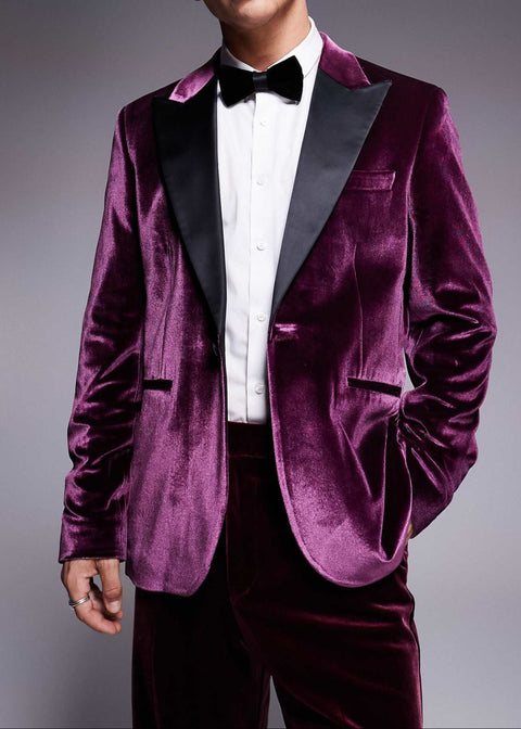 Wedding Purple Velvet Tuxedo Blazer