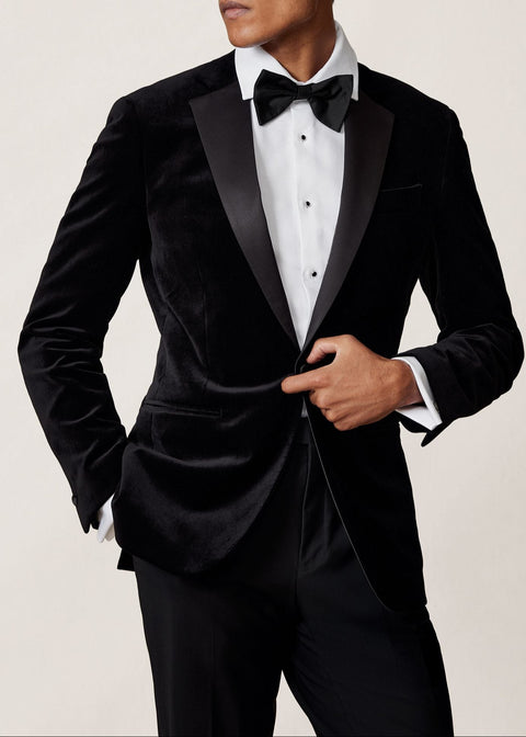 Slim Fit Black Velvet Tuxedo Blazer