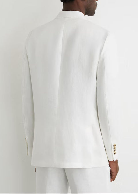 White Double Breasted Linen Suit