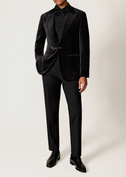 Single Breasted Velvet Blazer Tailored Fit in Black