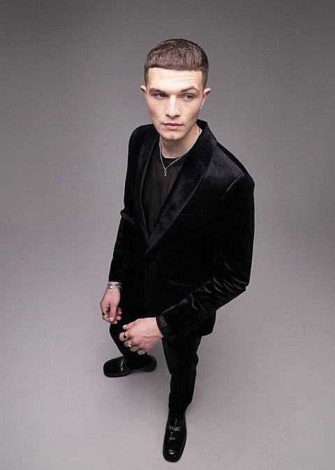 Black Velvet Blazer Suit