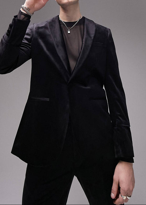 Black Velvet Blazer Suit